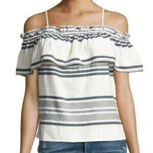 Splendid - Blue and White Striped Off-shoulder Top - Size Small